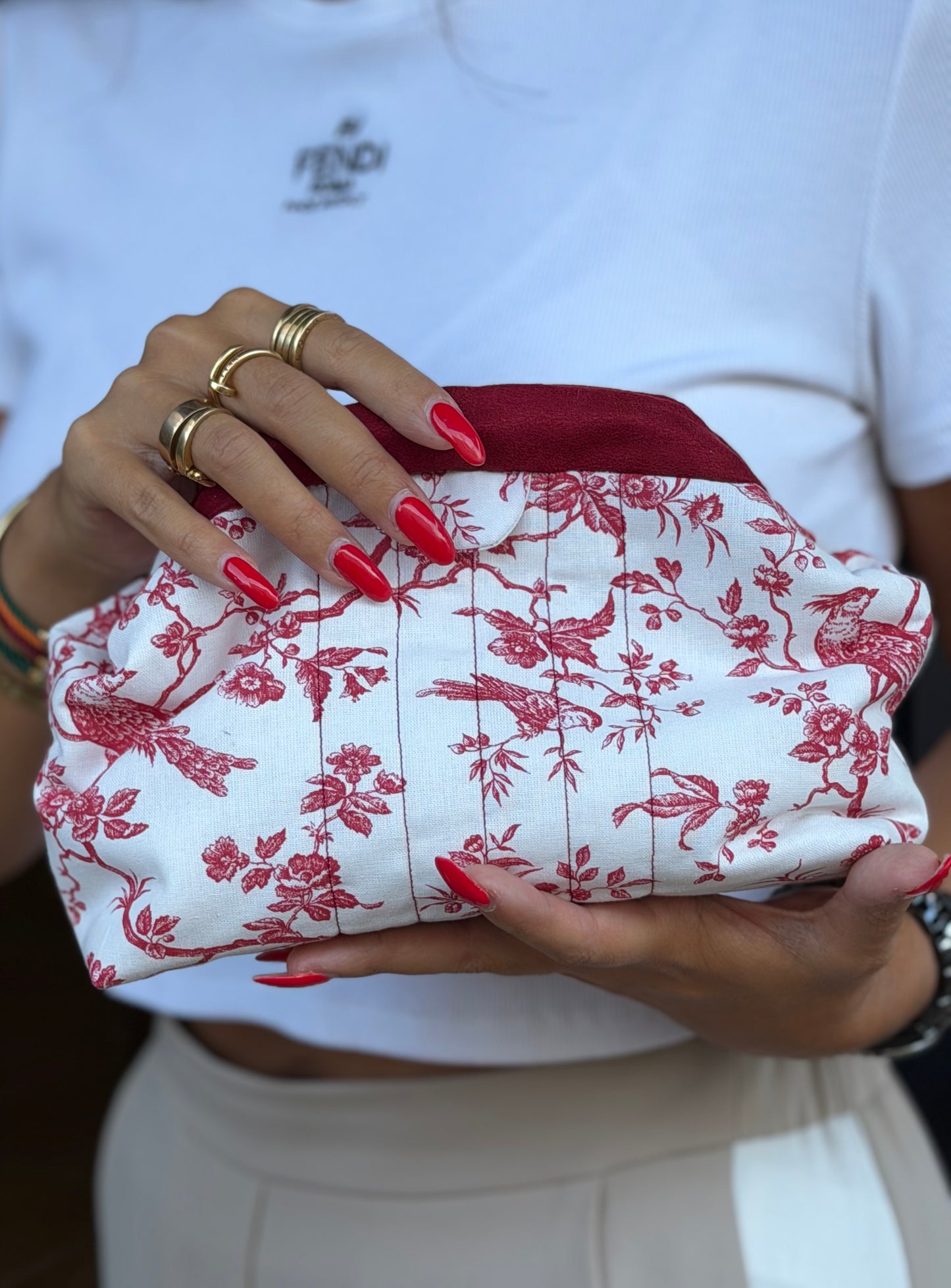 POCHETTE NATURE RED - Handmade, pièce unique